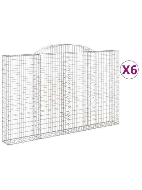 Klenuté gabionové koše 6 ks 300x30x180/200cm pozinkované železo