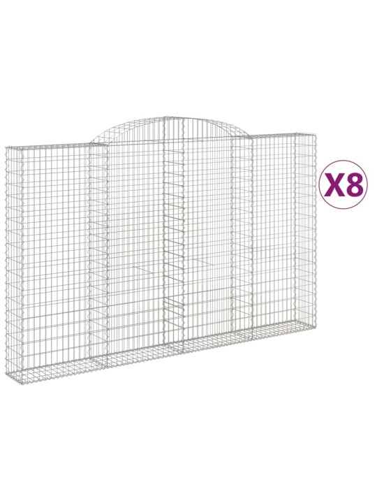 Klenuté gabionové koše 8 ks 300x30x180/200cm pozinkované železo
