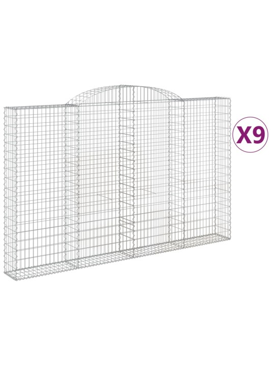Klenuté gabionové koše 9 ks 300x30x180/200cm pozinkované železo