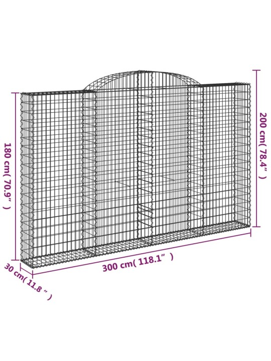 Klenuté gabionové koše 10ks 300x30x180/200cm pozinkované železo