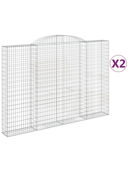 Klenuté gabionové koše 2 ks 300x30x200/220cm pozinkované železo