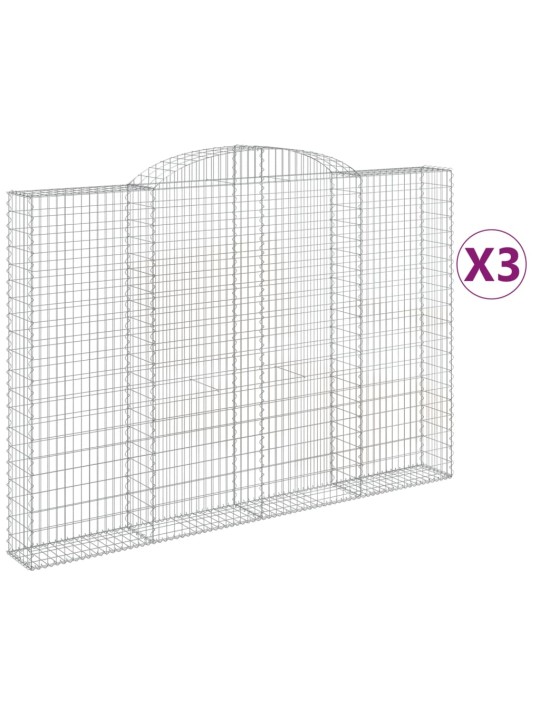 Klenuté gabionové koše 3 ks 300x30x200/220cm pozinkované železo