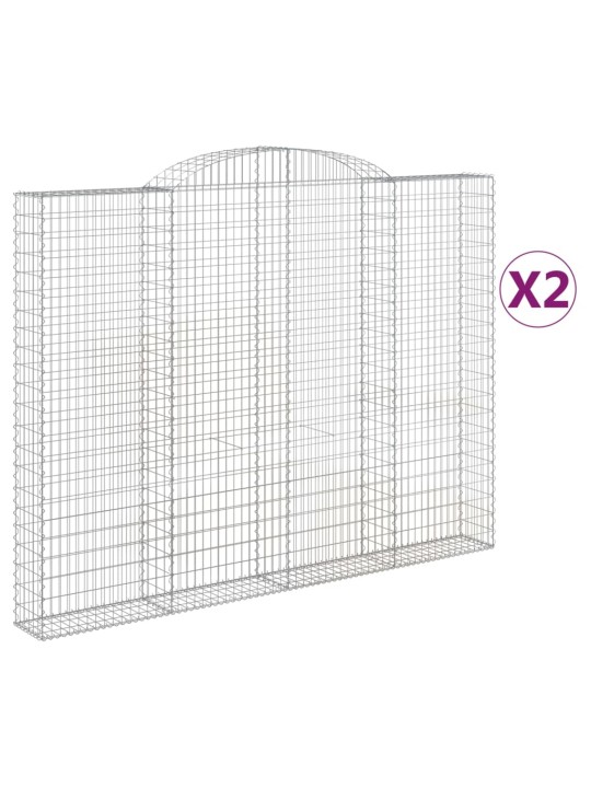 Klenuté gabionové koše 2 ks 300x30x220/240cm pozinkované železo
