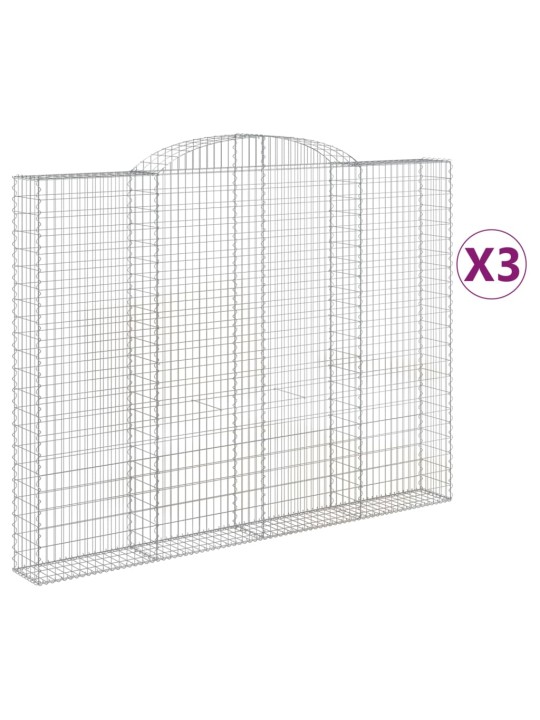 Klenuté gabionové koše 3 ks 300x30x220/240cm pozinkované železo