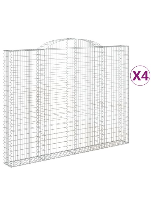 Klenuté gabionové koše 4 ks 300x30x220/240cm pozinkované železo