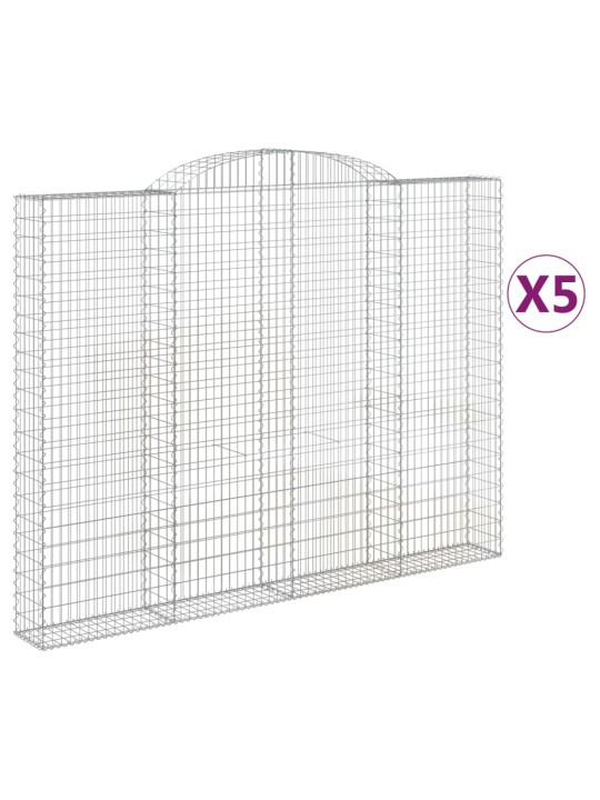 Klenuté gabionové koše 5 ks 300x30x220/240cm pozinkované železo