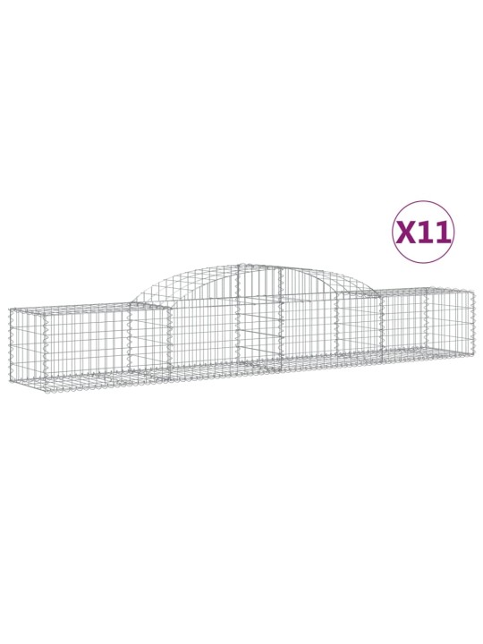 Klenuté gabionové koše 11 ks 300x50x40/60 cm pozinkované železo