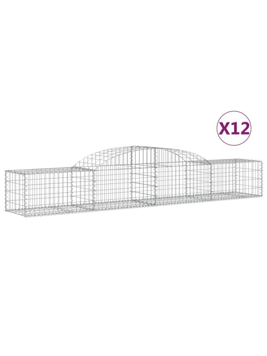 Klenuté gabionové koše 12 ks 300x50x40/60 cm pozinkované železo