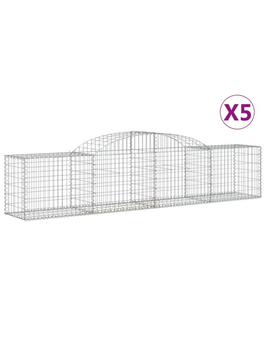 Klenuté gabionové koše 5 ks 300x50x60/80 cm pozinkované železo