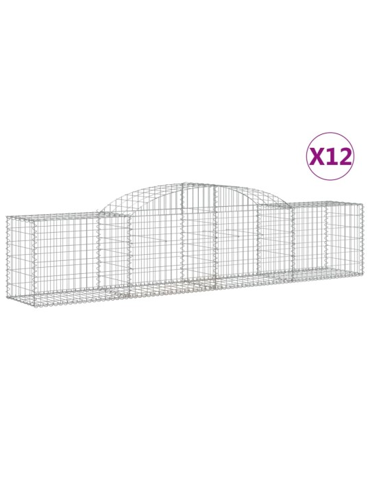 Klenuté gabionové koše 12 ks 300x50x60/80 cm pozinkované železo