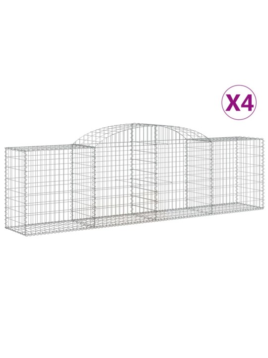 Klenuté gabionové koše 4 ks 300x50x80/100 cm pozinkované železo