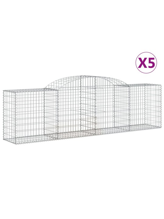 Klenuté gabionové koše 5 ks 300x50x80/100 cm pozinkované železo