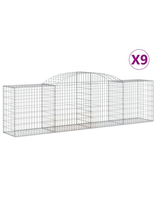 Klenuté gabionové koše 9 ks 300x50x80/100 cm pozinkované železo