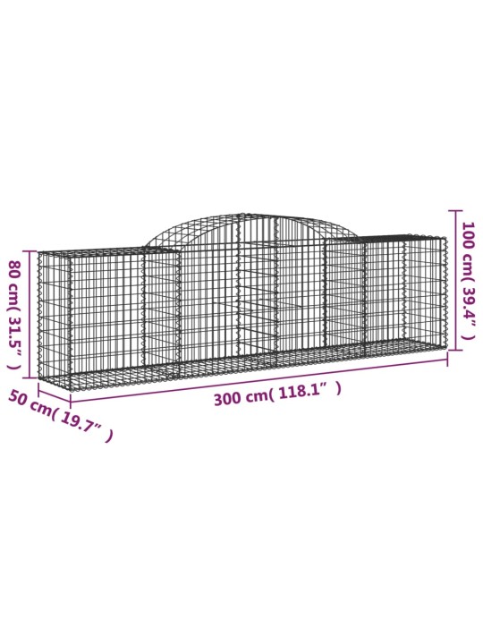 Klenuté gabionové koše 12ks 300x50x80/100 cm pozinkované železo