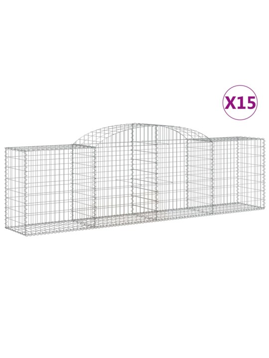 Klenuté gabionové koše 15ks 300x50x80/100 cm pozinkované železo