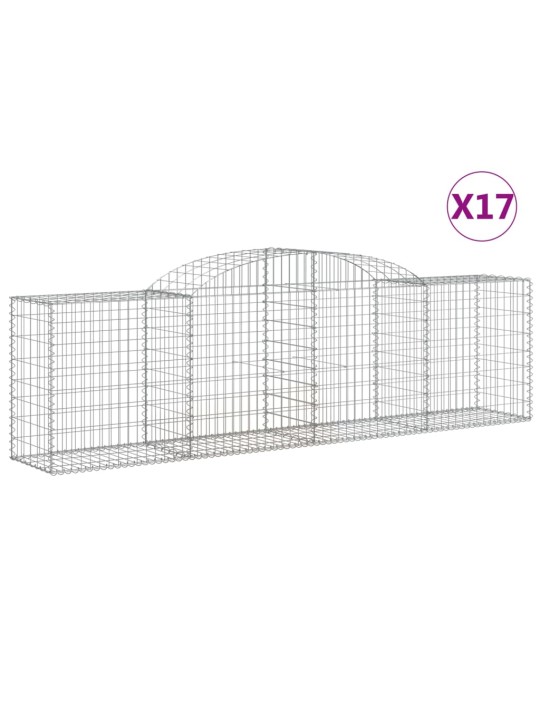 Klenuté gabionové koše 17ks 300x50x80/100 cm pozinkované železo