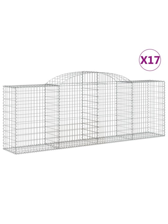 Klenuté gabionové koše 17ks 300x50x100/120cm pozinkované železo