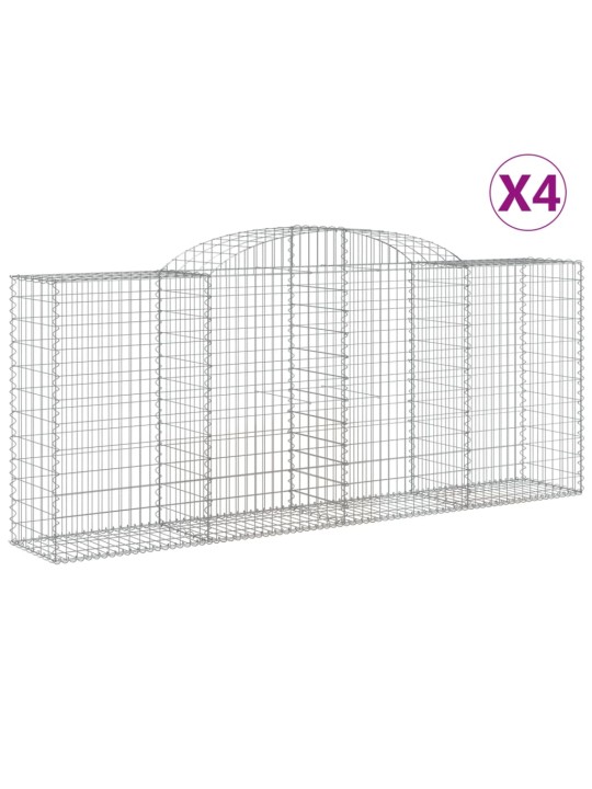Klenuté gabionové koše 4 ks 300x50x120/140cm pozinkované železo