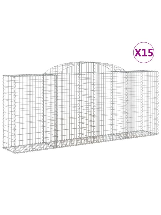 Klenuté gabionové koše 15ks 300x50x120/140cm pozinkované železo