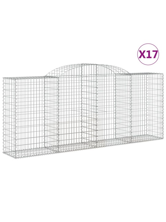 Klenuté gabionové koše 17ks 300x50x120/140cm pozinkované železo