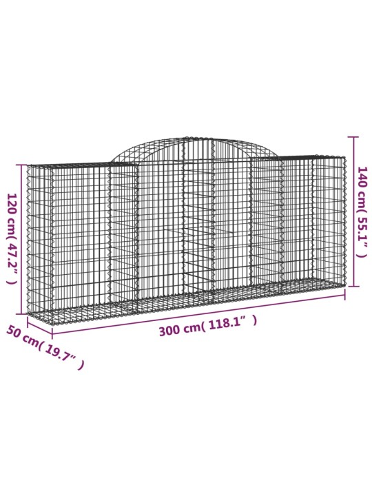 Klenuté gabionové koše 17ks 300x50x120/140cm pozinkované železo