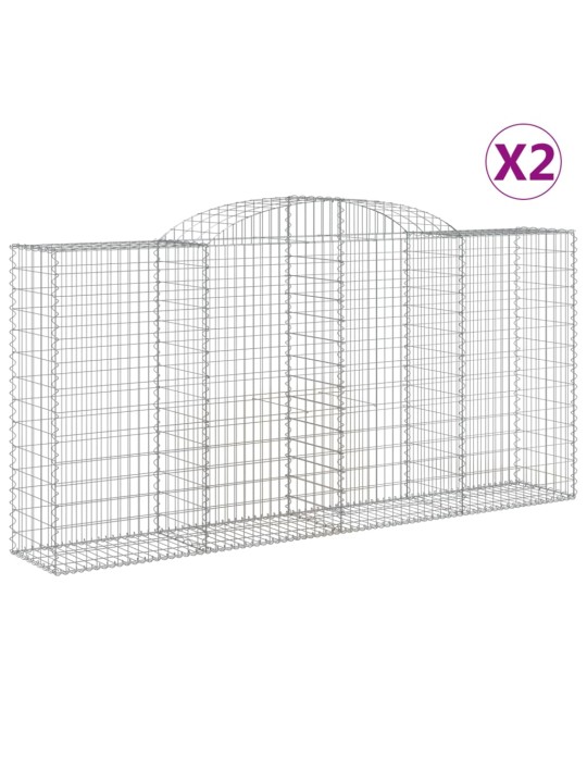 Klenuté gabionové koše 2 ks 300x50x140/160cm pozinkované železo