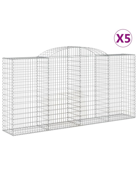 Klenuté gabionové koše 5 ks 300x50x140/160cm pozinkované železo