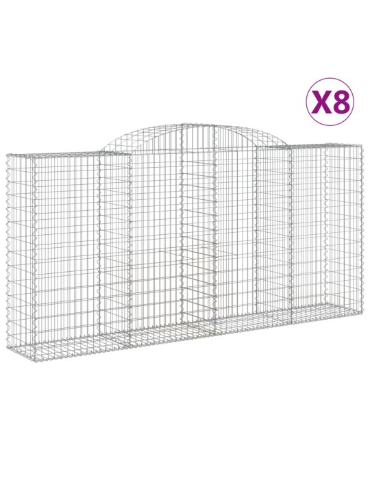 Klenuté gabionové koše 8 ks 300x50x140/160cm pozinkované železo