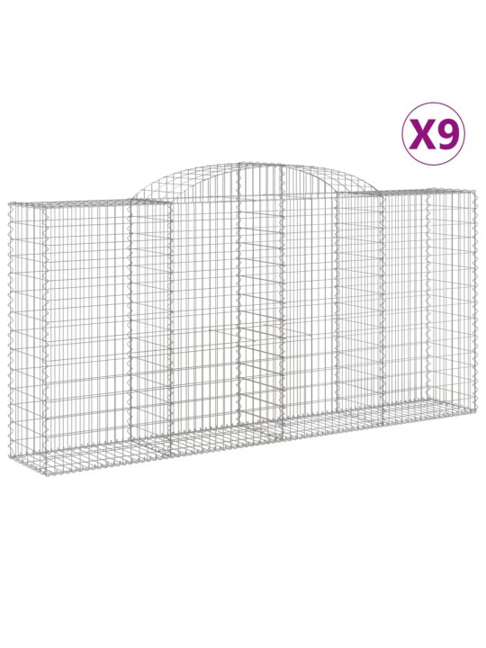 Klenuté gabionové koše 9 ks 300x50x140/160cm pozinkované železo