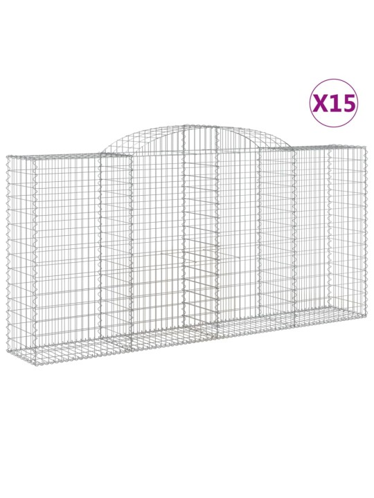 Klenuté gabionové koše 15ks 300x50x140/160cm pozinkované železo