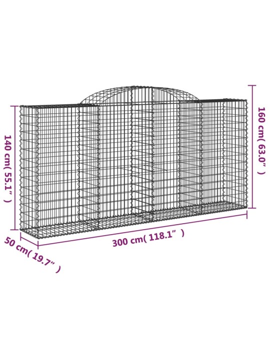 Klenuté gabionové koše 15ks 300x50x140/160cm pozinkované železo