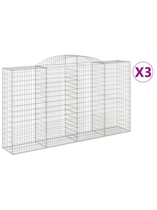 Klenuté gabionové koše 3 ks 300x50x160/180cm pozinkované železo