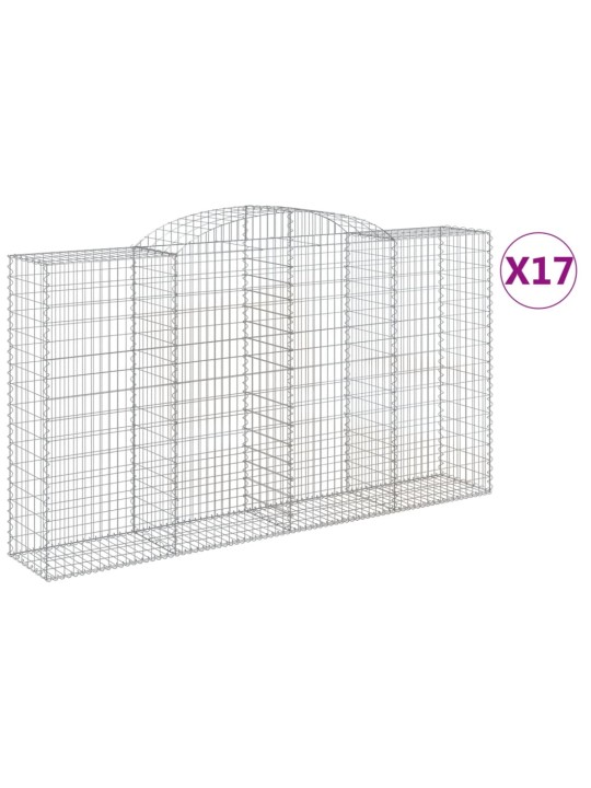 Klenuté gabionové koše 17ks 300x50x160/180cm pozinkované železo