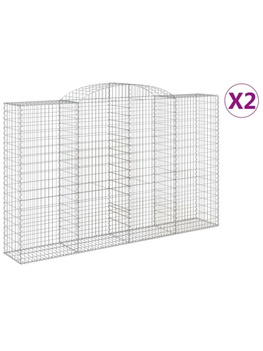 Klenuté gabionové koše 2 ks 300x50x180/200cm pozinkované železo