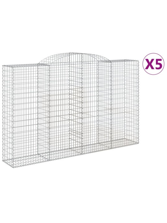 Klenuté gabionové koše 5 ks 300x50x180/200cm pozinkované železo