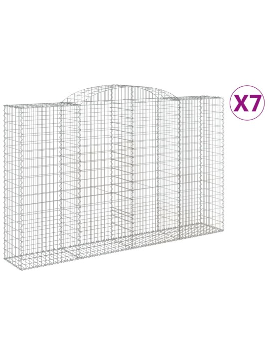 Klenuté gabionové koše 7 ks 300x50x180/200cm pozinkované železo