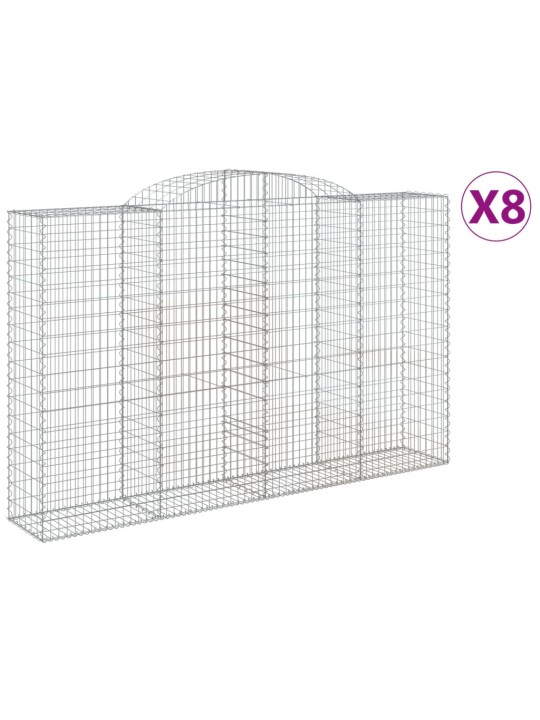 Klenuté gabionové koše 8 ks 300x50x180/200cm pozinkované železo