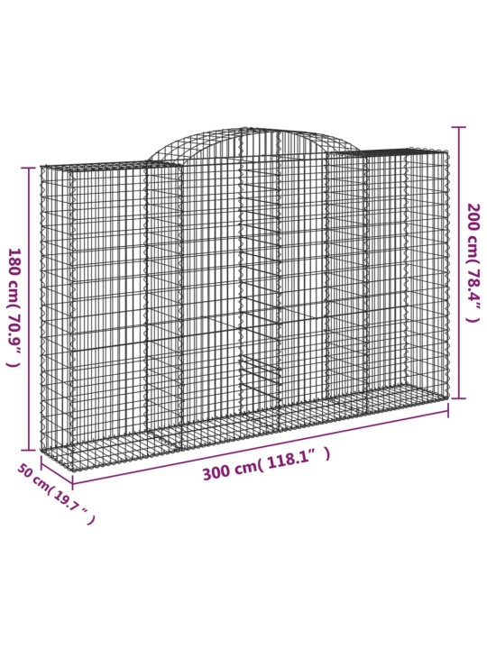 Klenuté gabionové koše 10ks 300x50x180/200cm pozinkované železo