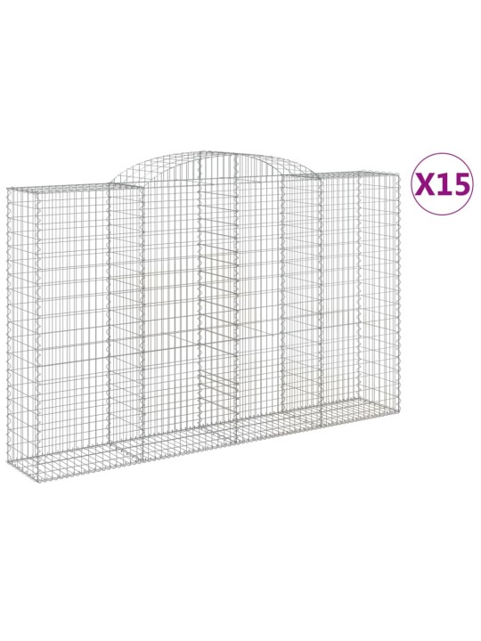 Klenuté gabionové koše 15ks 300x50x180/200cm pozinkované železo