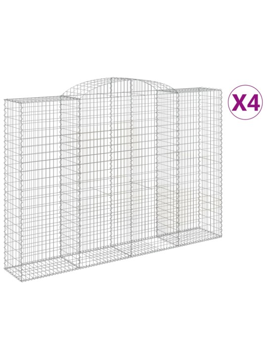 Klenuté gabionové koše 4 ks 300x50x200/220cm pozinkované železo