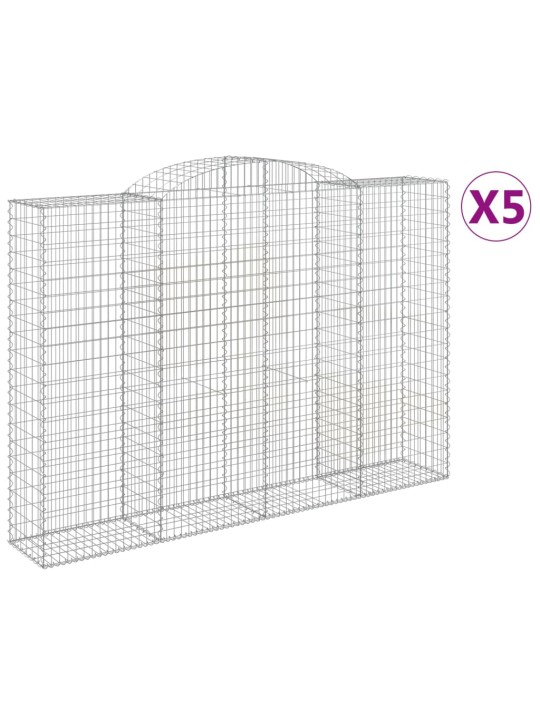 Klenuté gabionové koše 5 ks 300x50x200/220cm pozinkované železo