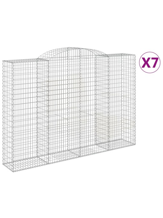 Klenuté gabionové koše 7 ks 300x50x200/220cm pozinkované železo