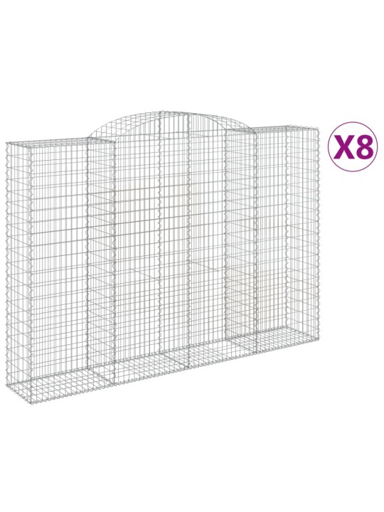 Klenuté gabionové koše 8 ks 300x50x200/220cm pozinkované železo