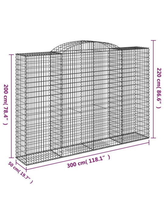 Klenuté gabionové koše 10ks 300x50x200/220cm pozinkované železo