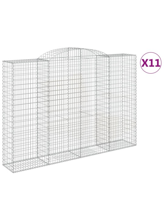Klenuté gabionové koše 11ks 300x50x200/220cm pozinkované železo