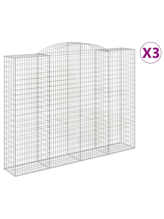 Klenuté gabionové koše 3 ks 300x50x220/240cm pozinkované železo