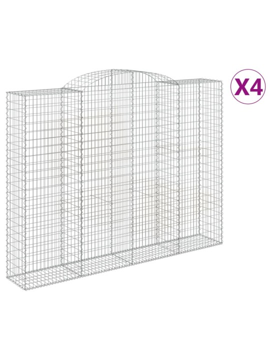 Klenuté gabionové koše 4 ks 300x50x220/240cm pozinkované železo