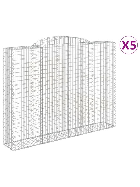Klenuté gabionové koše 5 ks 300x50x220/240cm pozinkované železo