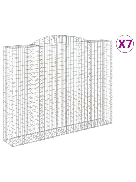 Klenuté gabionové koše 7 ks 300x50x220/240cm pozinkované železo