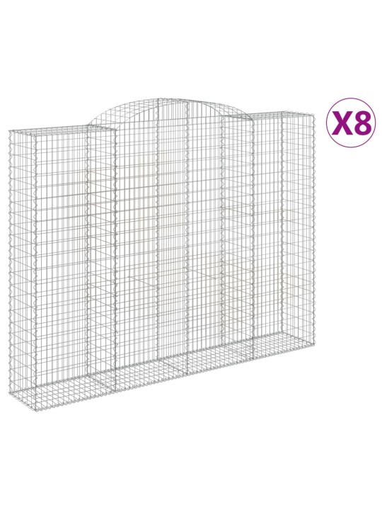 Klenuté gabionové koše 8 ks 300x50x220/240cm pozinkované železo